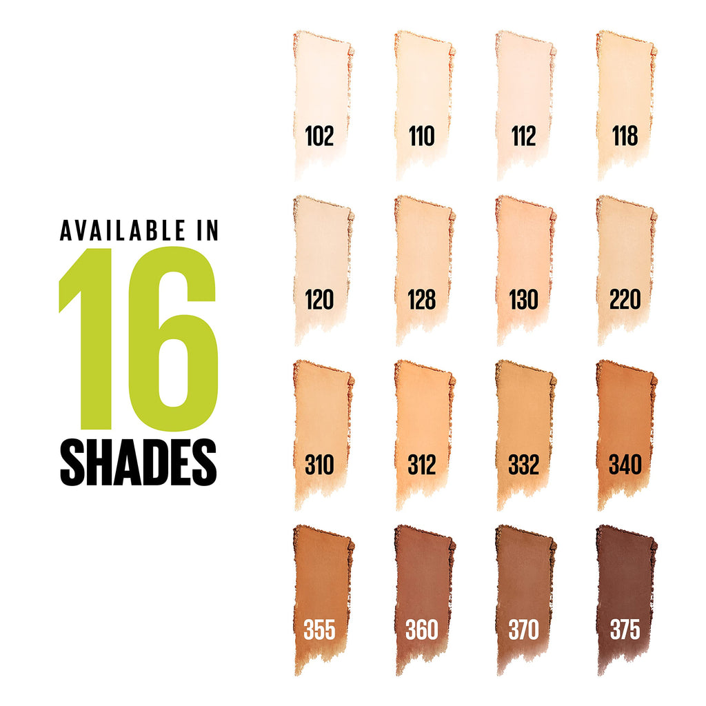 Maybelline Super Stay Hybrid Powder Foundation – Up to 24HR Medium-to-Full Coverage Matte Finish, Shade 332