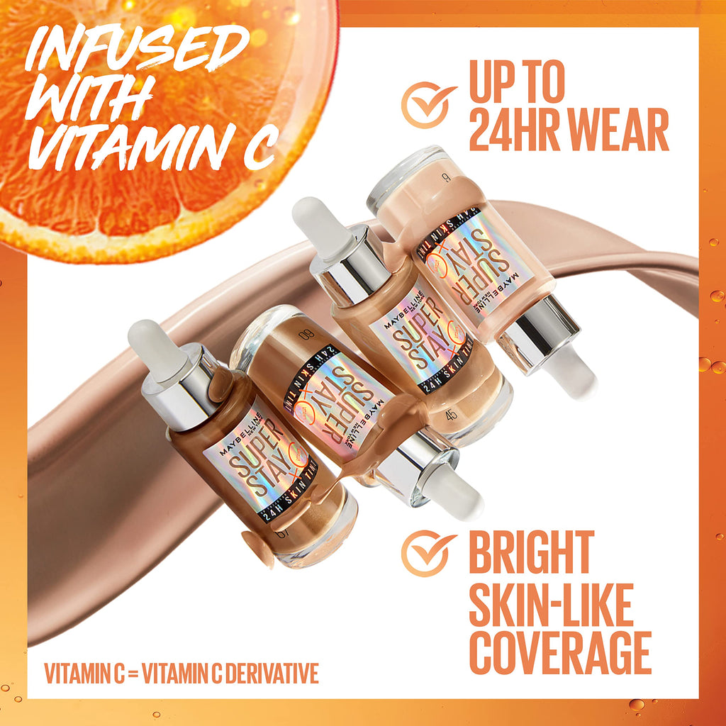 Maybelline Super Stay Skin Tint — 24HR Radiant Light-to-Medium Coverage with Vitamin C (Shade 120)