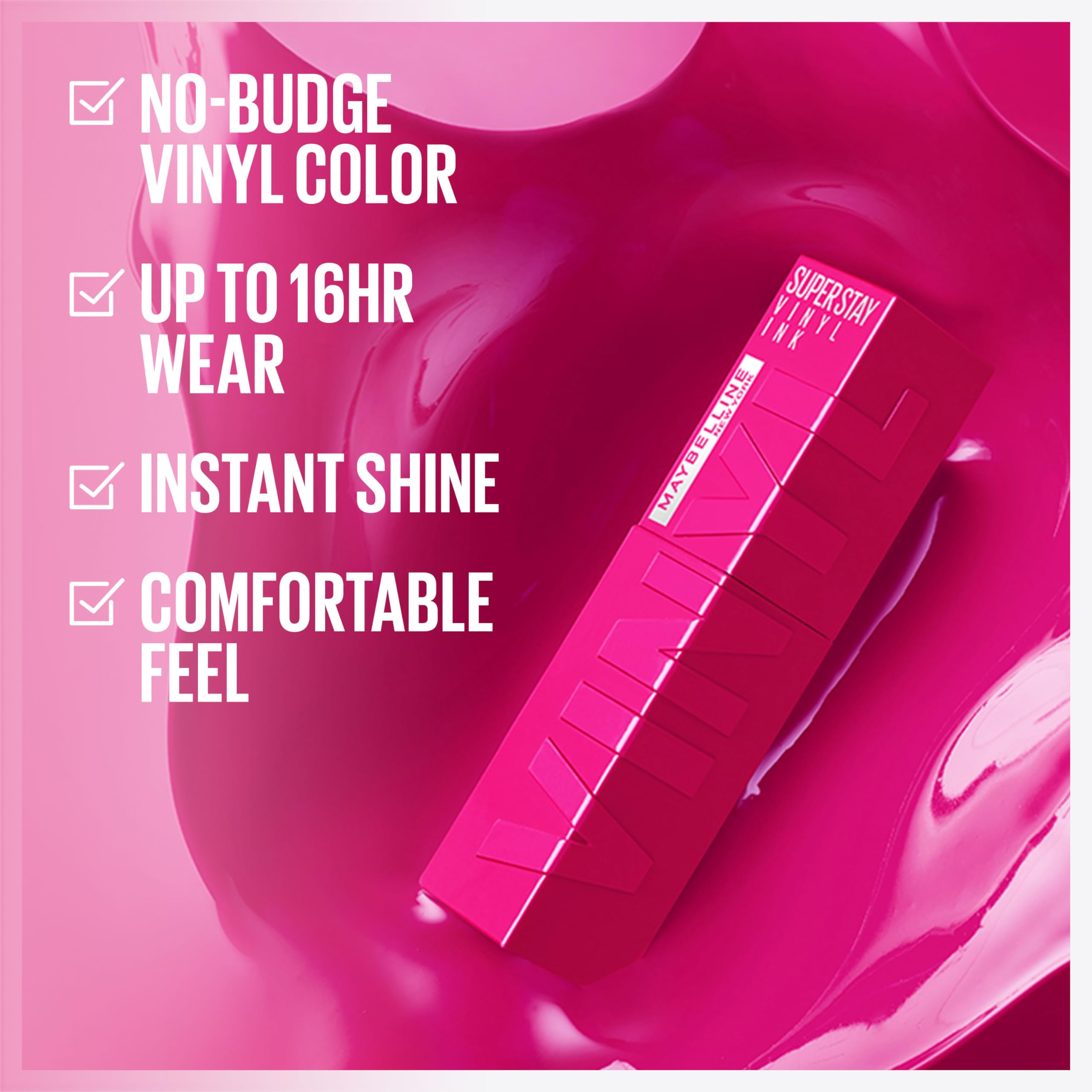 MAYBELLINE Super Stay Vinyl Ink Lip Color | 16HR No-Budge Longwear Shine, 20 Shades