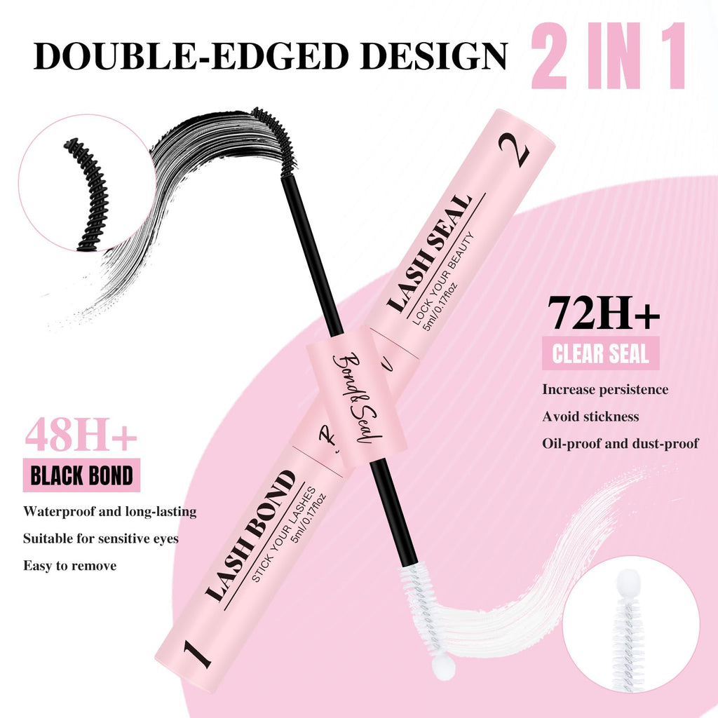 Mayhug Lash Cluster Bond & Seal Kit – 4-in-1 DIY Lash Extensions (Remover + Tweezers)