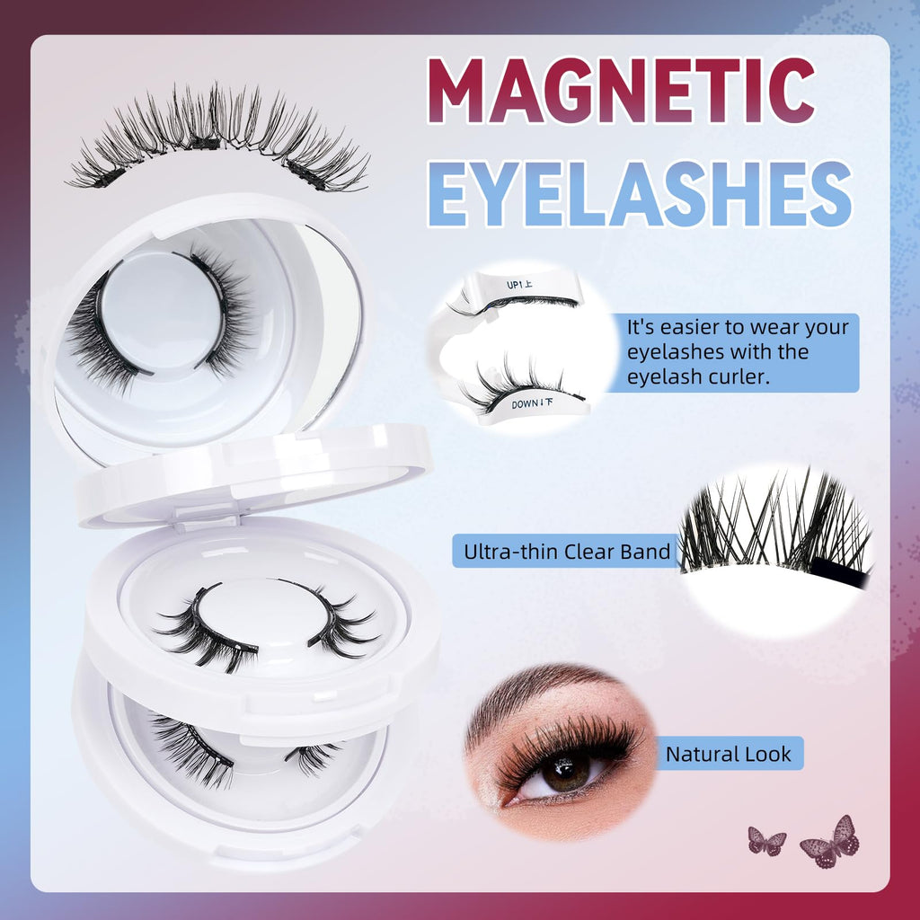 Mayhug Magnetic Eyelashes 3 Pairs Kit – Glue-Free, Reusable, Easy Applicator