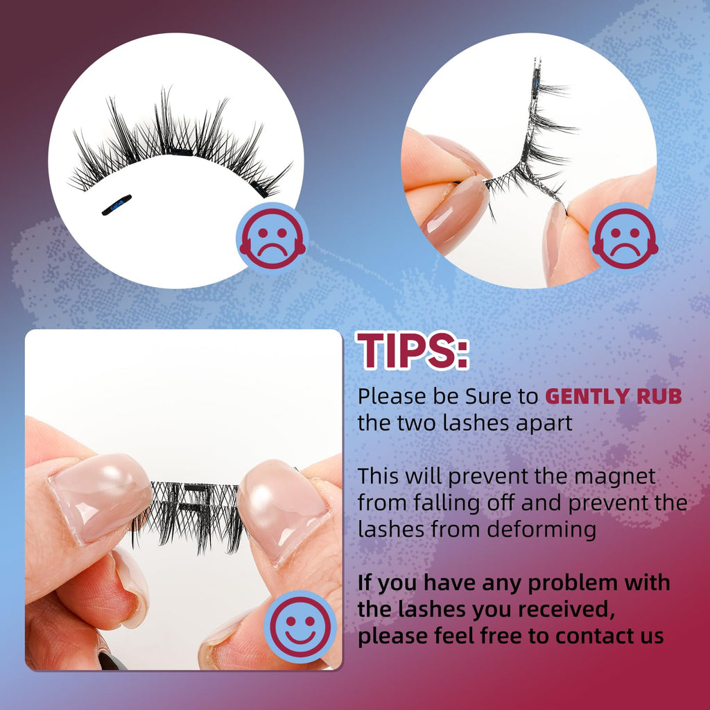 Mayhug Magnetic Eyelashes 3 Pairs Kit – Glue-Free, Reusable, Easy Applicator