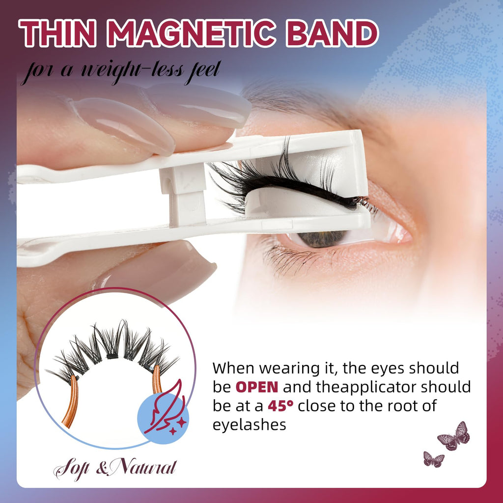 Mayhug Magnetic Eyelashes 3 Pairs Kit – Glue-Free, Reusable, Easy Applicator