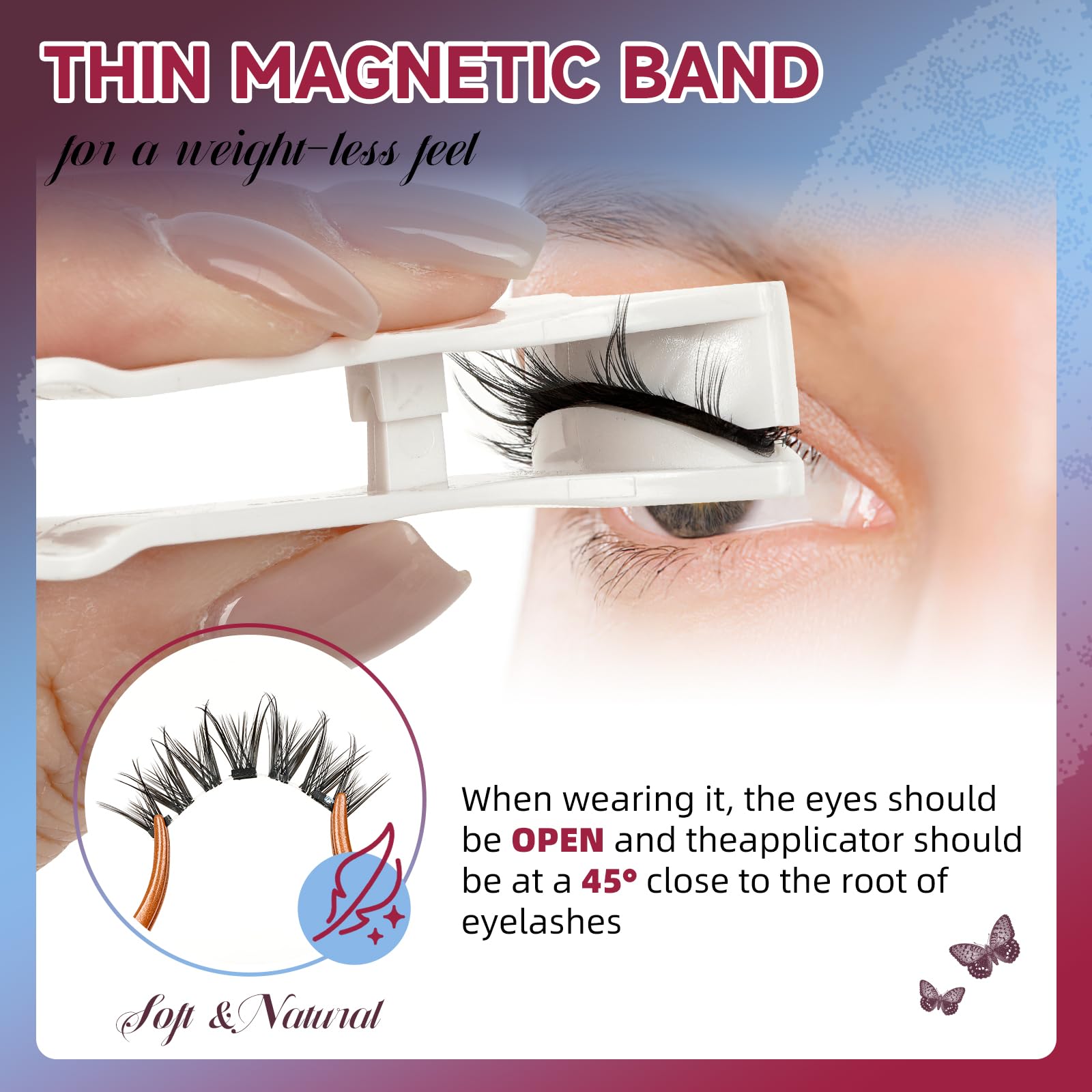 Mayhug Magnetic Eyelashes 3 Pairs Kit – Glue-Free, Reusable, Easy Applicator