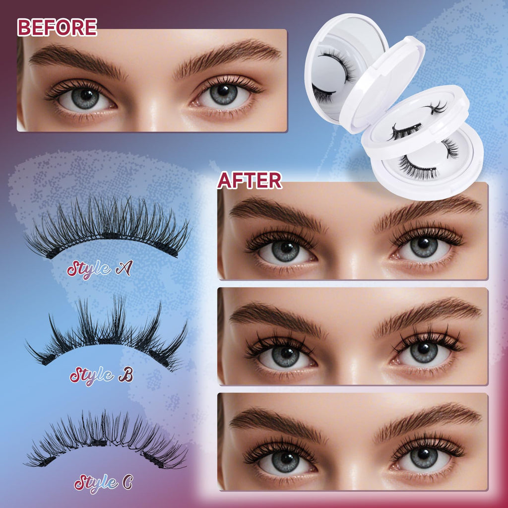 Mayhug Magnetic Eyelashes 3 Pairs Kit – Glue-Free, Reusable, Easy Applicator