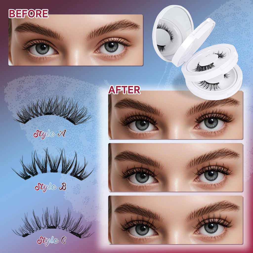 Mayhug Magnetic Eyelashes 3-Pairs Kit – Reusable, No Glue, Applicator Included