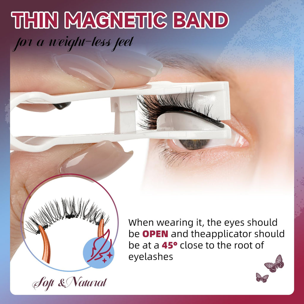 Mayhug Magnetic Eyelashes 3-Pairs Kit – Reusable, No Glue, Applicator Included