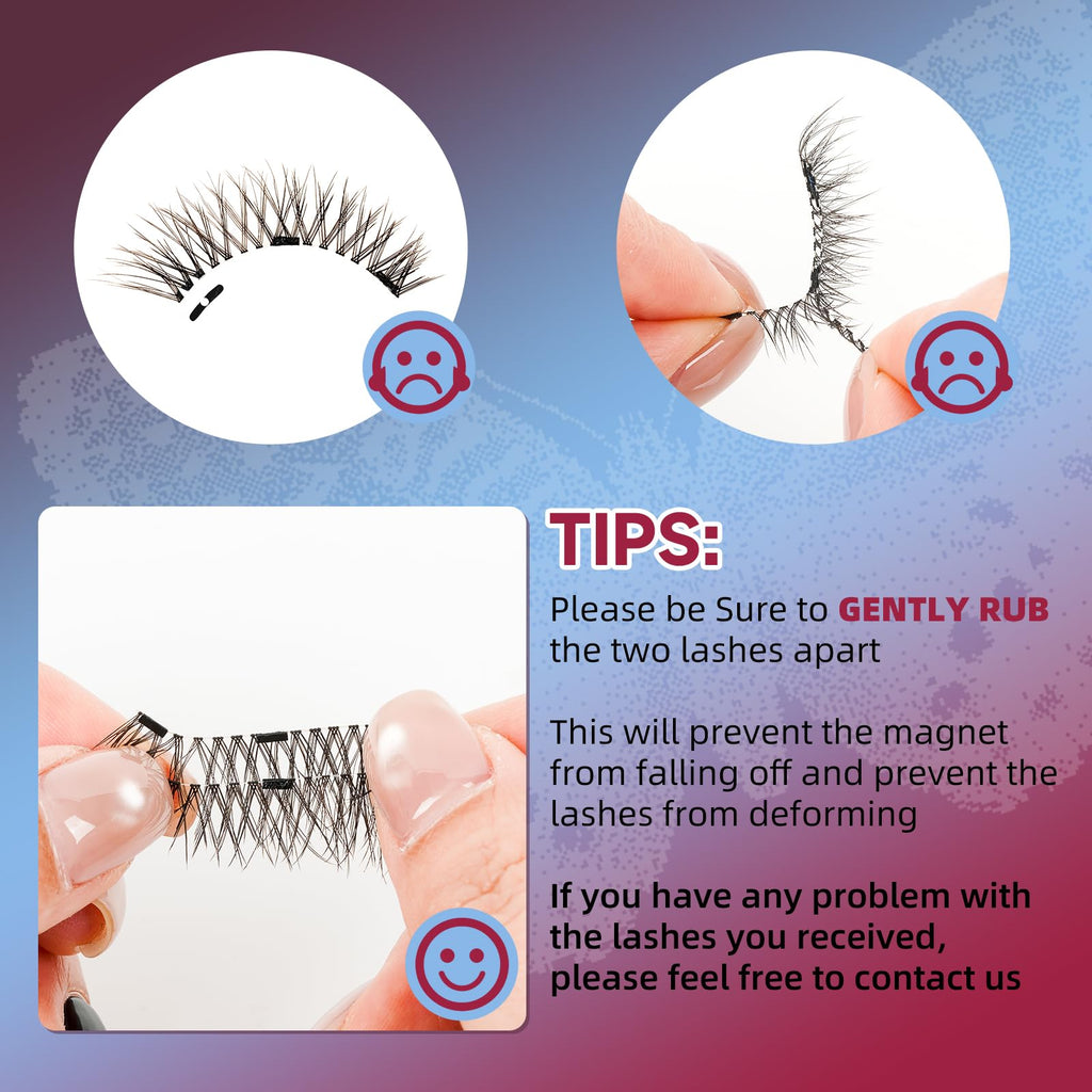 Mayhug Magnetic Eyelashes 3-Pairs Kit – Reusable, No Glue, Applicator Included