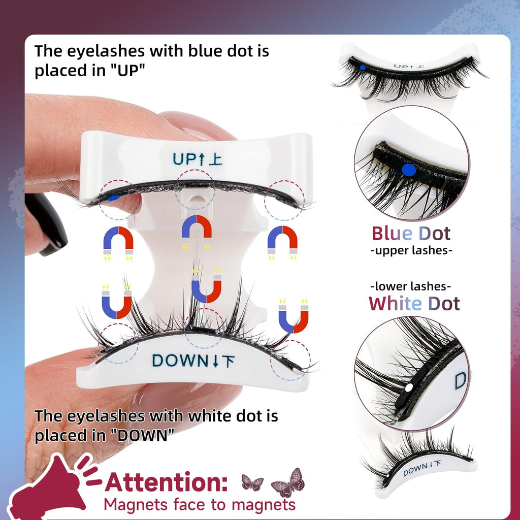 Mayhug Magnetic Eyelashes 3 Pairs Kit – Glue-Free, Reusable, Easy Applicator