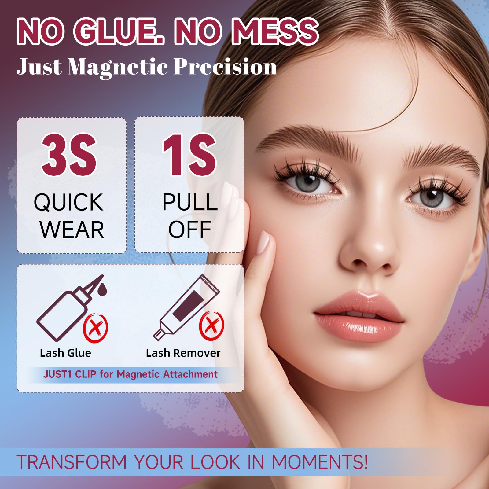 Mayhug Magnetic Eyelashes 3 Pairs Kit – Glue-Free, Reusable, Easy Applicator
