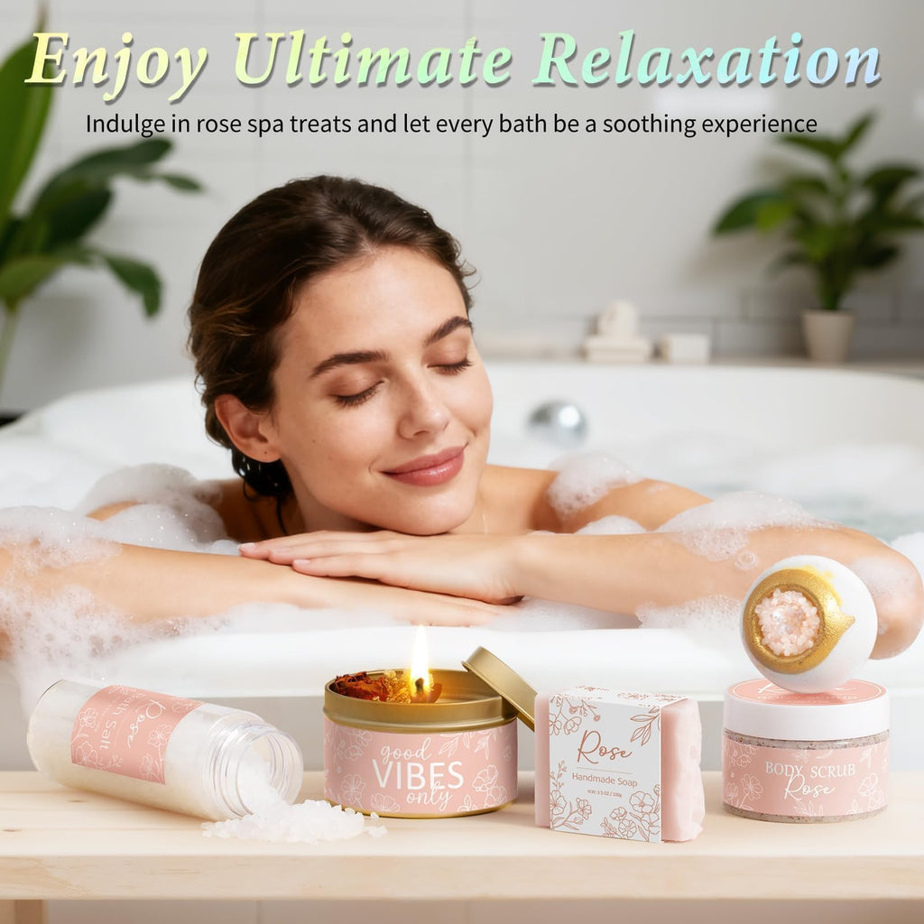 MAYICIVO Spa Gift Set for Women – Rose Scented Self-Care Gift Basket