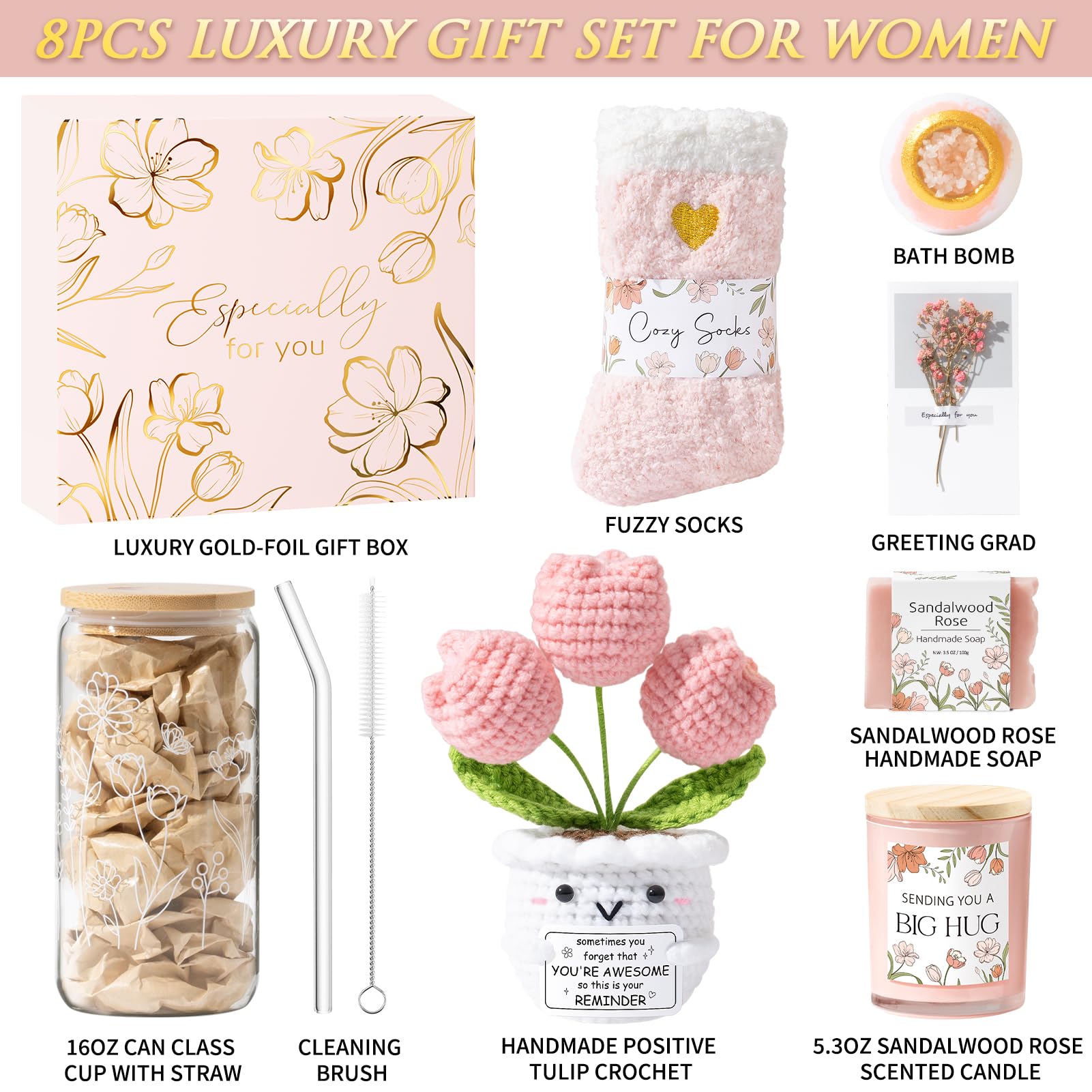 MAYICIVO Birthday Gift Box for Women – Self-Care Spa Gift Basket & Get Well Gift
