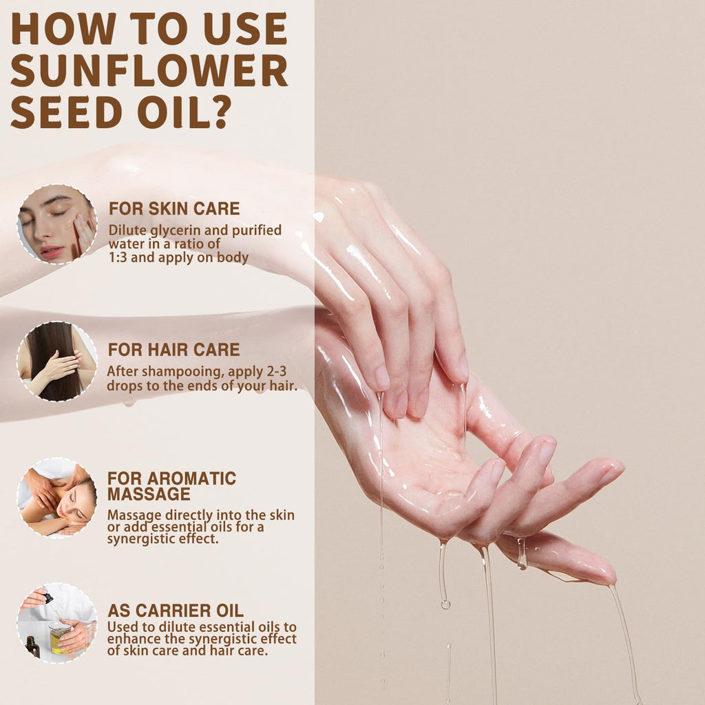 MAYJAM Organic Sunflower Seed Oil – 16 Fl Oz Cold Pressed Carrier Oil