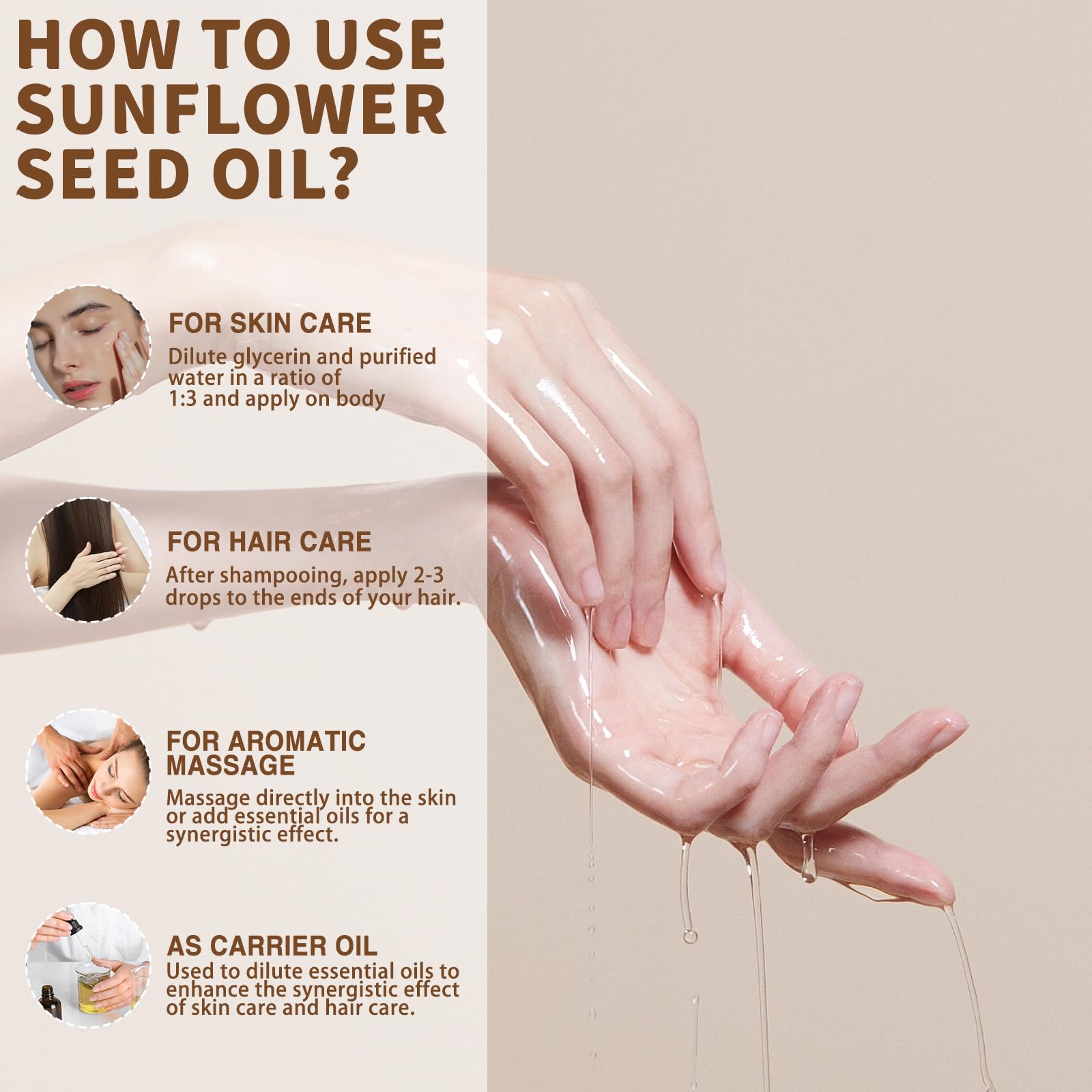 MAYJAM Organic Sunflower Seed Oil – 16 Fl Oz Cold Pressed Carrier Oil