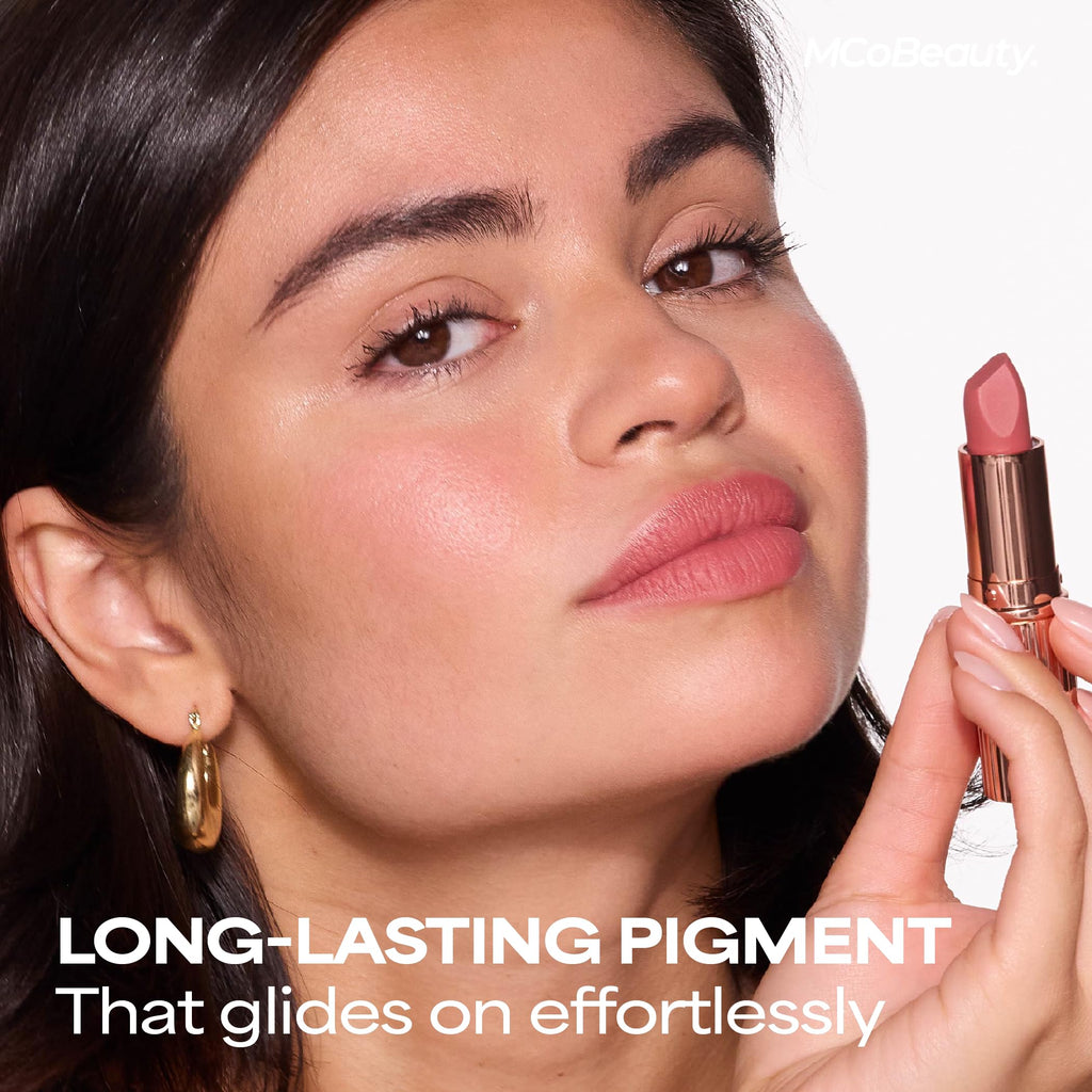 MCoBeauty Crème Matte Luxe Lipstick – Cheeky Chat, Nude Pink | Long-Lasting Hydration