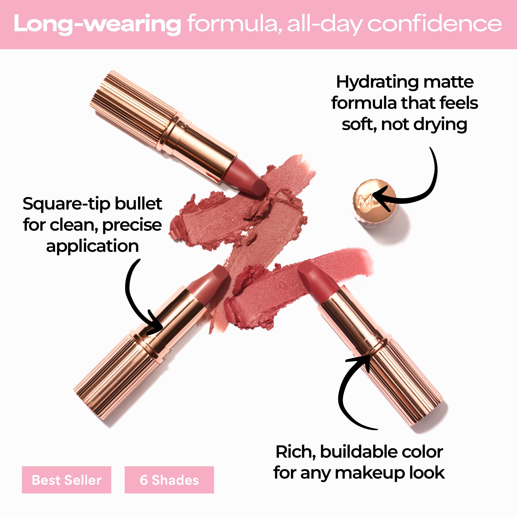 MCoBeauty Crème Matte Luxe Lipstick – Cheeky Chat, Nude Pink | Long-Lasting Hydration