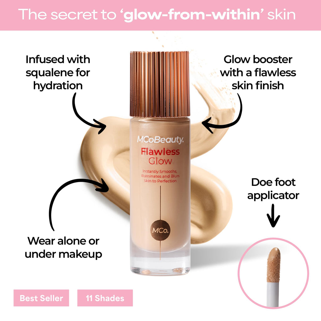 MCoBeauty Flawless Glow Luminous Skin Filter – 2 Fair | 4-in-1 Primer, Foundation Booster & Highlighter