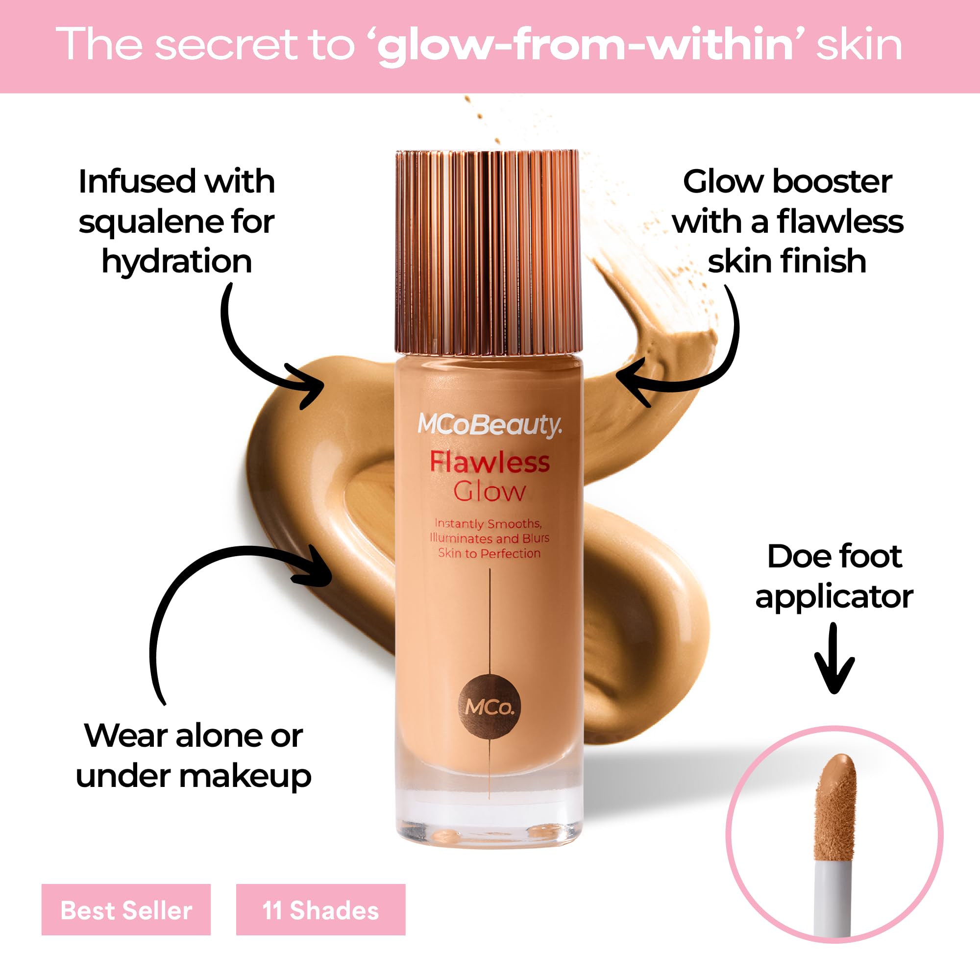 MCoBeauty Flawless Glow Luminous Skin Filter – 4-in-1 Primer, Foundation Booster & Highlighter