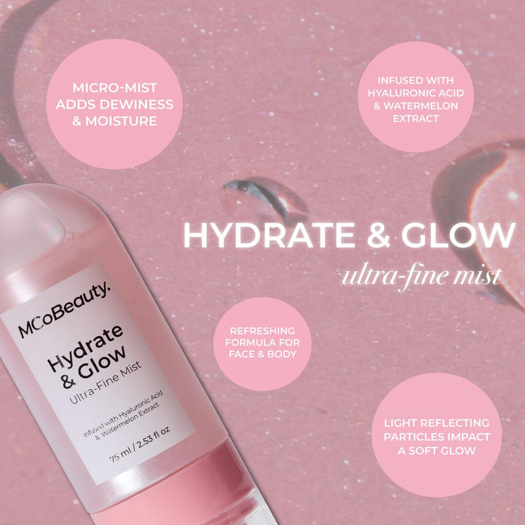 MCoBeauty Hydrate & Glow Ultra Fine Mist – Watermelon Scent, Aloe Vera & Hyaluronic Acid, 90ml