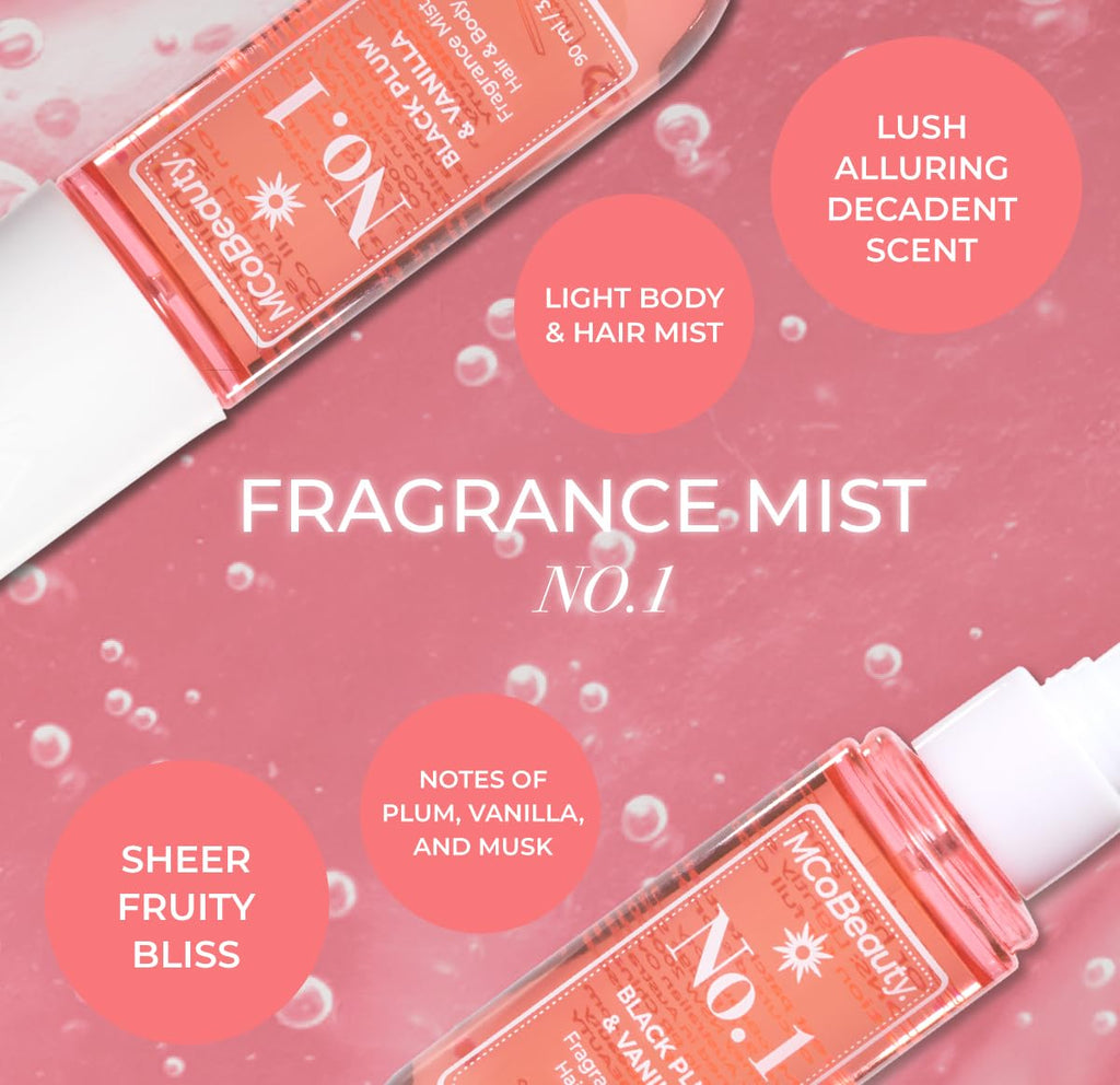 MCoBeauty Fragrance Mist No.1 | Light Hair & Body Spray with Plum, Vanilla & Musk - 90ml