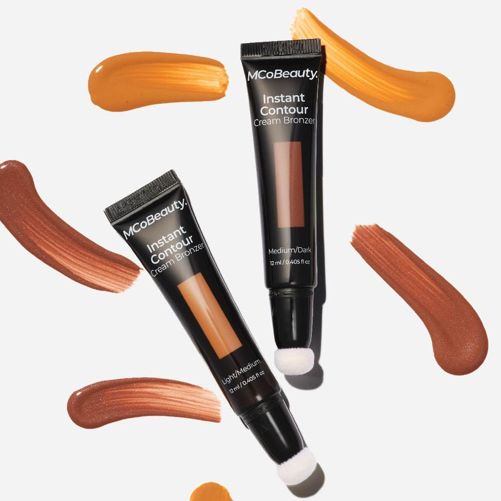 MCoBeauty Instant Contour Cream Bronzer (Light–Medium) with Built-In Cushion Applicator