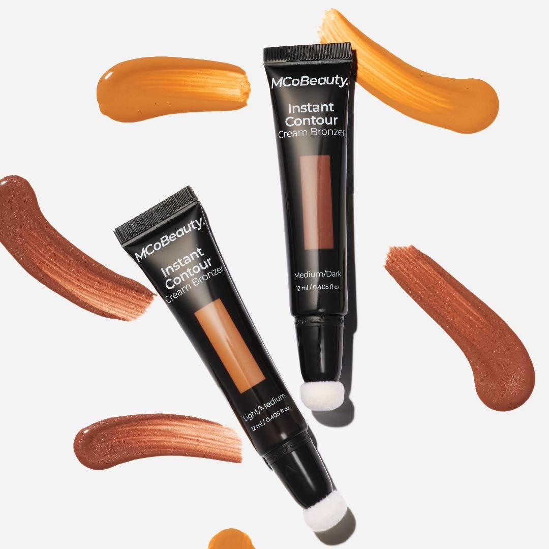 MCoBeauty Instant Contour Cream Bronzer (Light–Medium) with Built-In Cushion Applicator