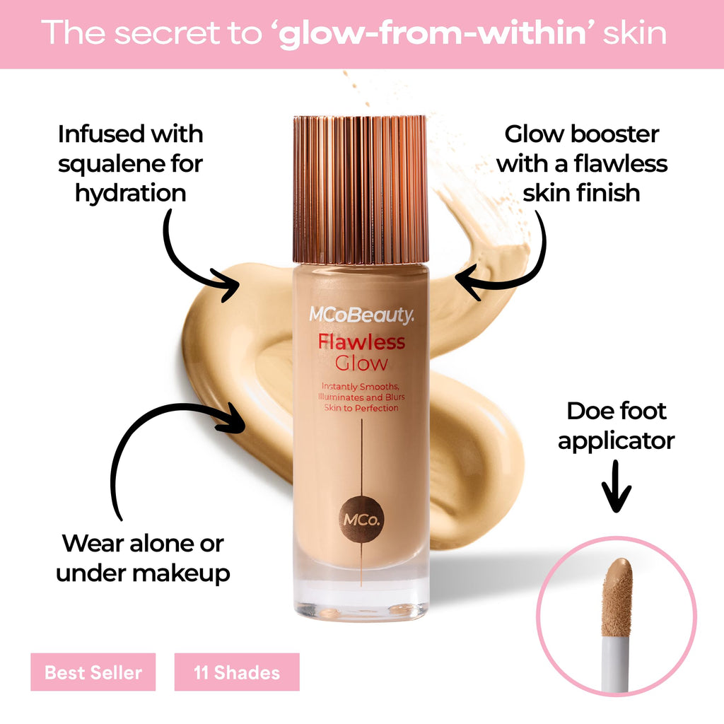 MCoBeauty Flawless Glow Luminous Skin Filter – 2.5 Fair | 4-in-1 Primer, Foundation Booster & Highlighter