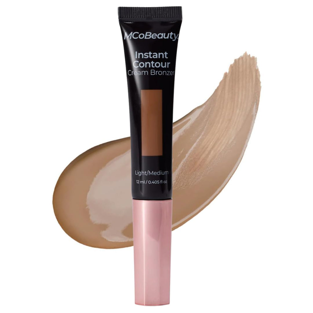 MCoBeauty Instant Contour Cream Bronzer (Light–Medium) with Built-In Cushion Applicator