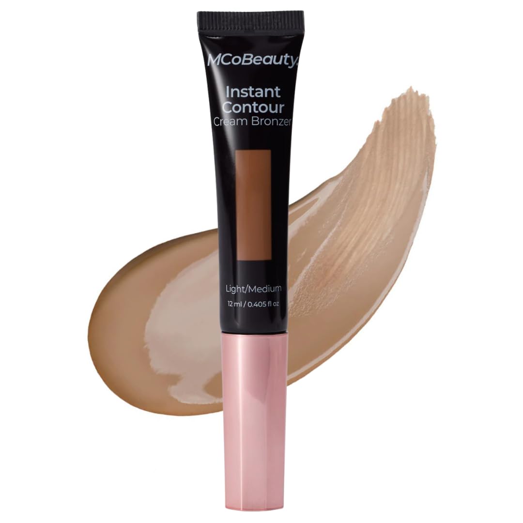 MCoBeauty Instant Contour Cream Bronzer (Light–Medium) with Built-In Cushion Applicator