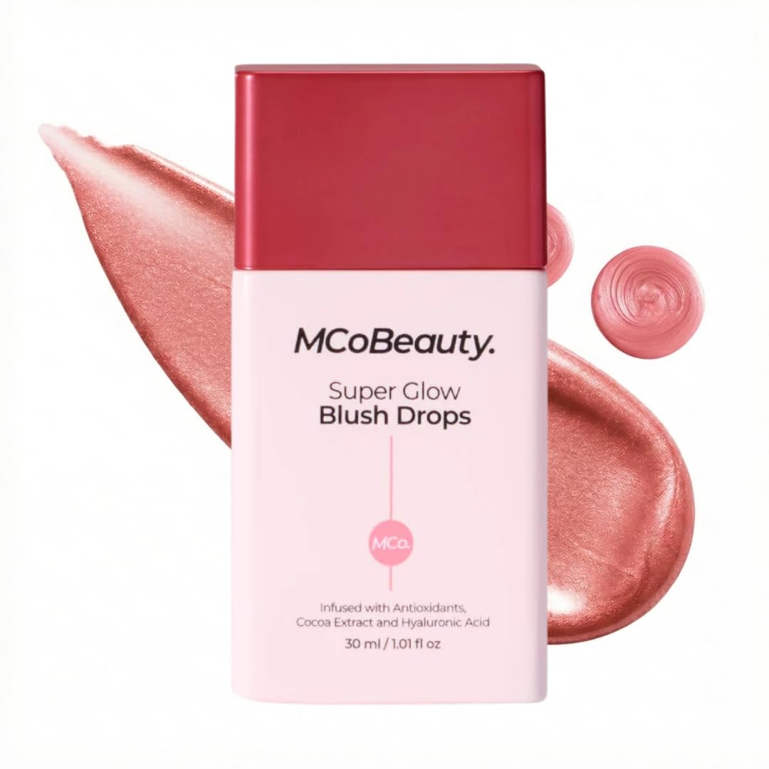 MCoBeauty Super Glow Blush Drops – Rose Pink 2-in-1 Liquid Highlighter & Blush (Hyaluronic Acid)