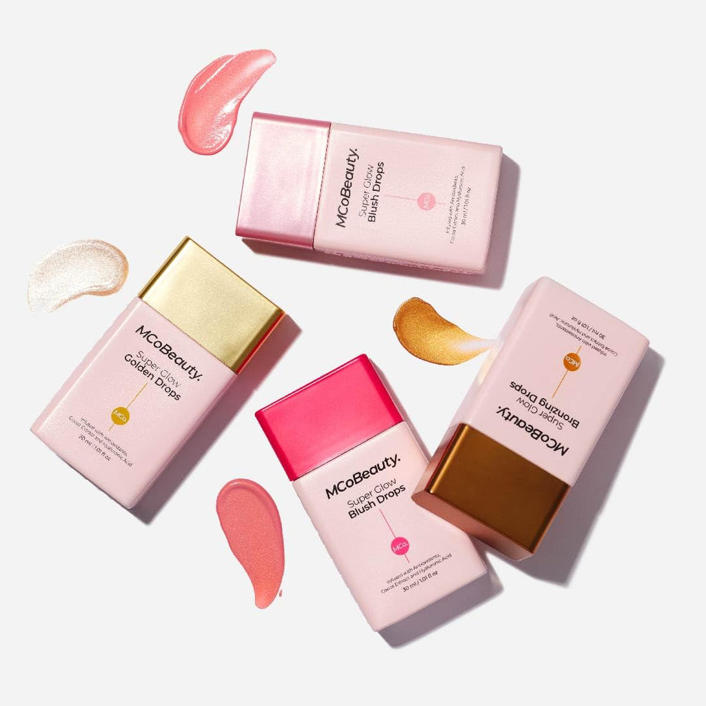 MCoBeauty Super Glow Blush Drops – Rose Pink 2-in-1 Liquid Highlighter & Blush (Hyaluronic Acid)