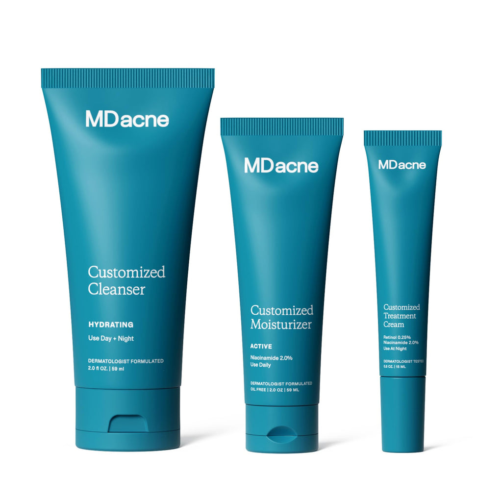 MDacne 3 Step Retinol Acne Kit — 0.25% Retinol, Salicylic Cleanser & Niacinamide Moisturizer