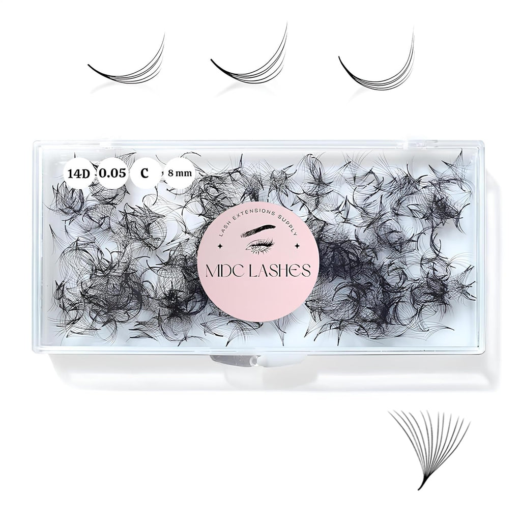 MDC LASHES 500 Premade Lash Fans | Volume Lash Extensions (5D-20D), C/CC/D, 8-18mm