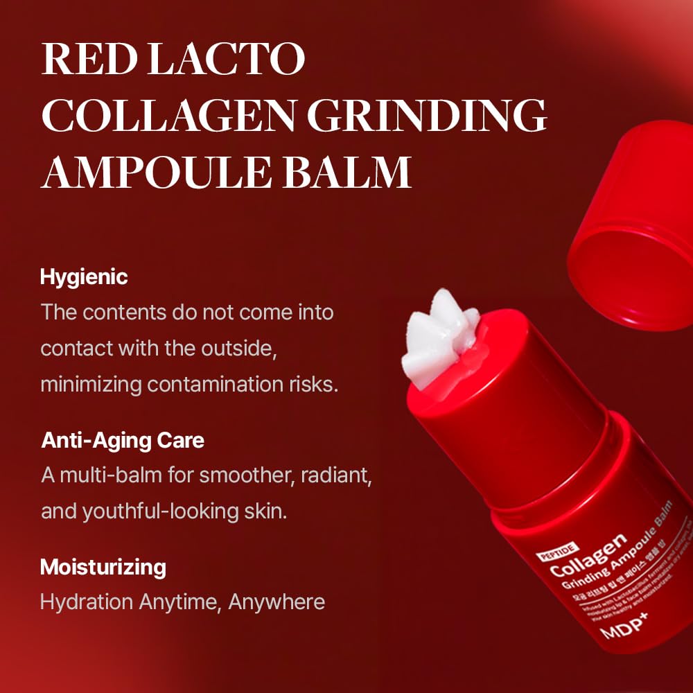 MDP+ Red Lacto Collagen Grinding Face Ampoule Multi Balm Stick – Vegan Lacto, 0.49oz