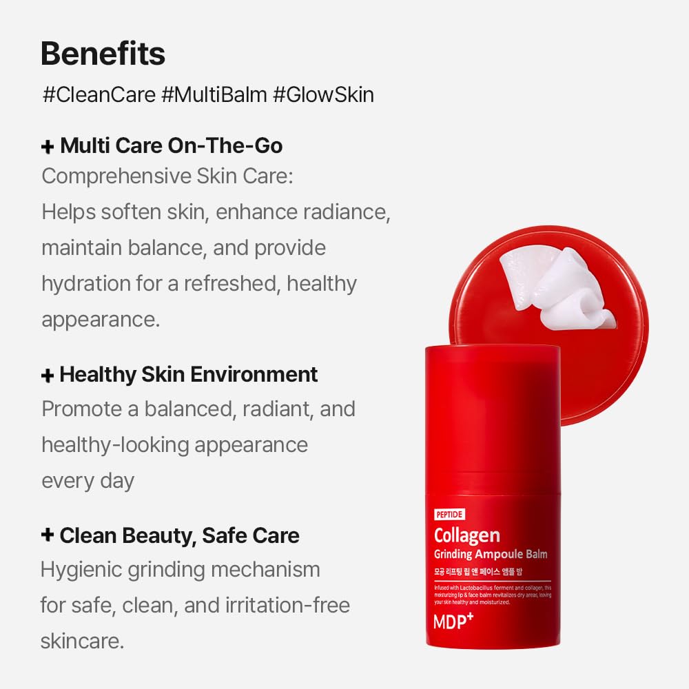MDP+ Red Lacto Collagen Grinding Face Ampoule Multi Balm Stick – Vegan Lacto, 0.49oz