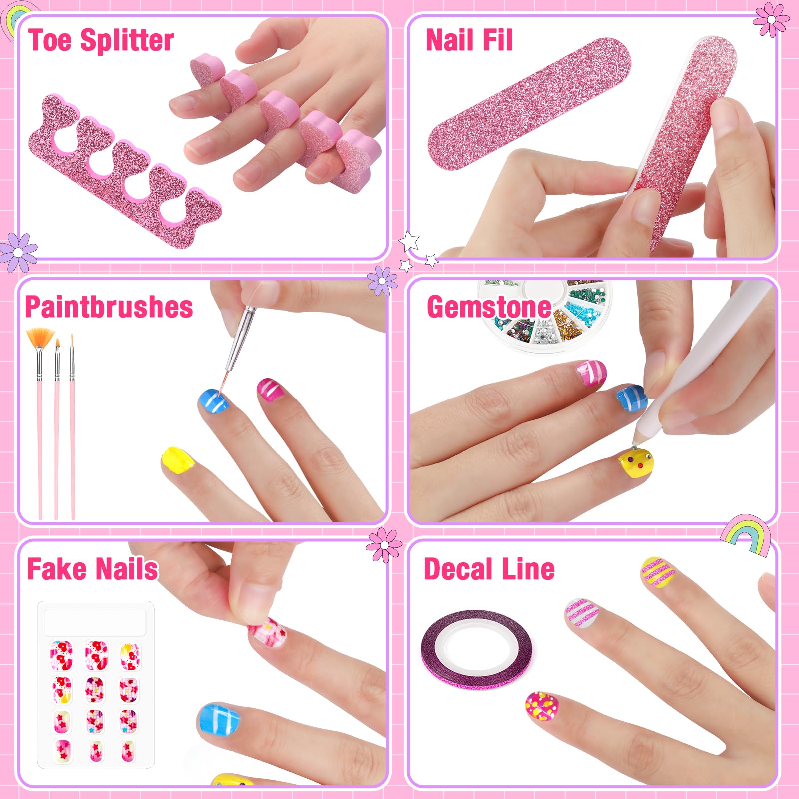 Meaicezli Kids Nail Polish Set – Safe Water-Based Nail Art Kit for Girls 7-12