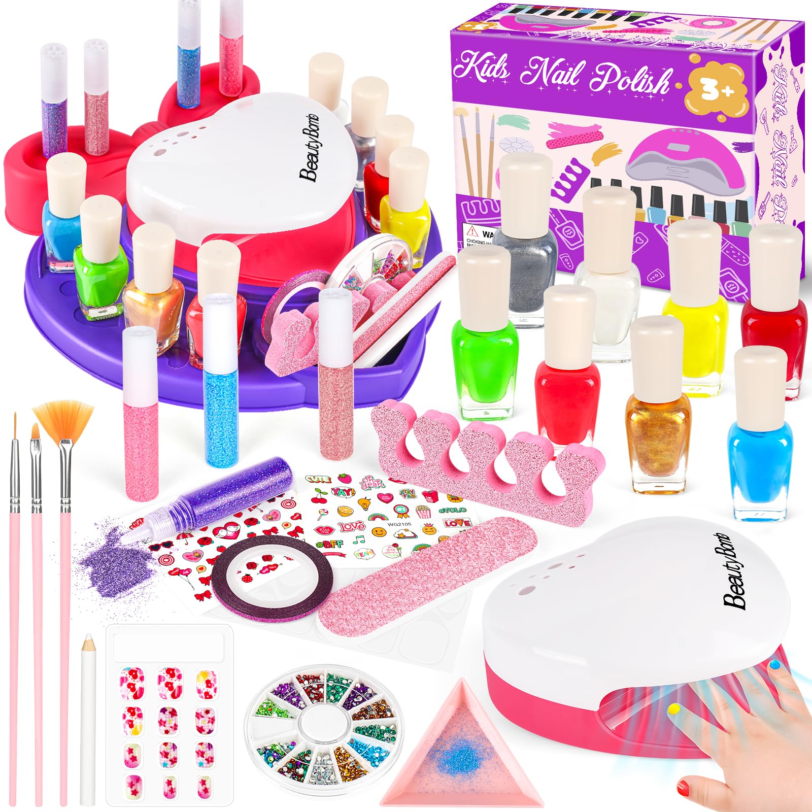 Meaicezli Kids Nail Polish Set – Safe Water-Based Nail Art Kit for Girls 7-12