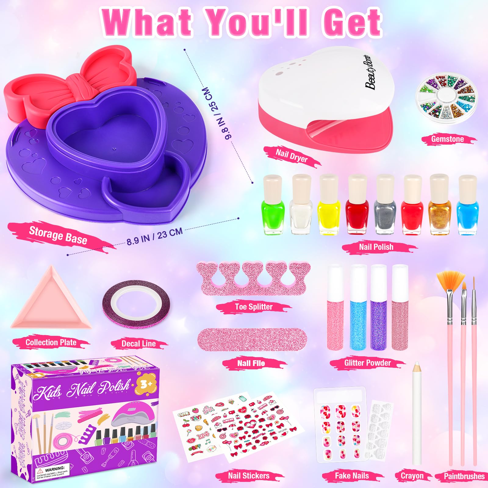 Meaicezli Kids Nail Polish Set – Safe Water-Based Nail Art Kit for Girls 7-12