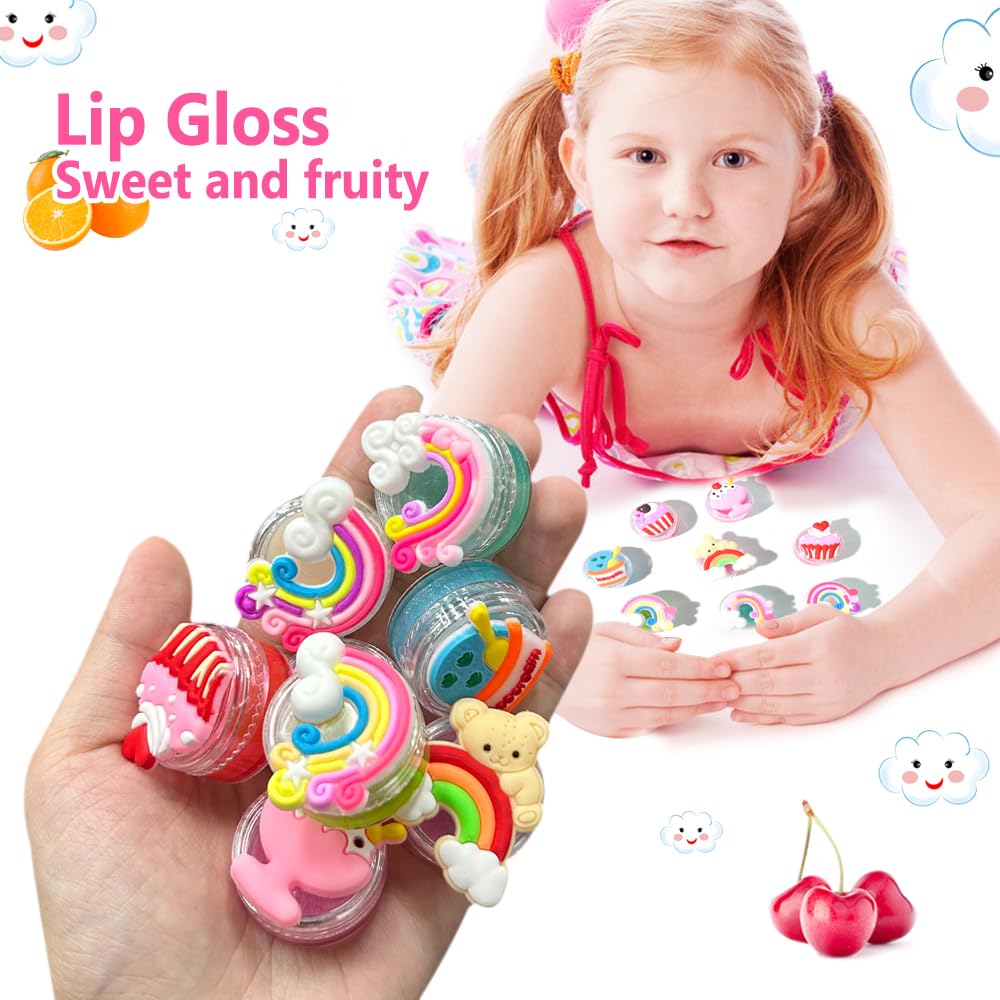 Mebtmel 8PCS Cute Lip Gloss for Girls – Cupcake Design, 8 Flavors