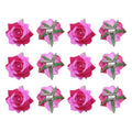 MECCANIXITY 12-Pack Rose Flower Hair Clips – 3-Inch Dark Pink Floral Hair Accessories for Women