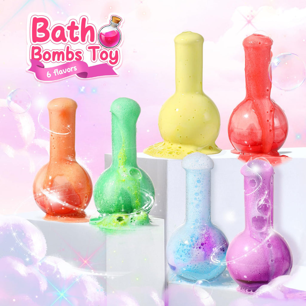 MeCids Magic Potion Bubble Bath Bombs for Kids – 6 Pack Colorful Bath Time Potions