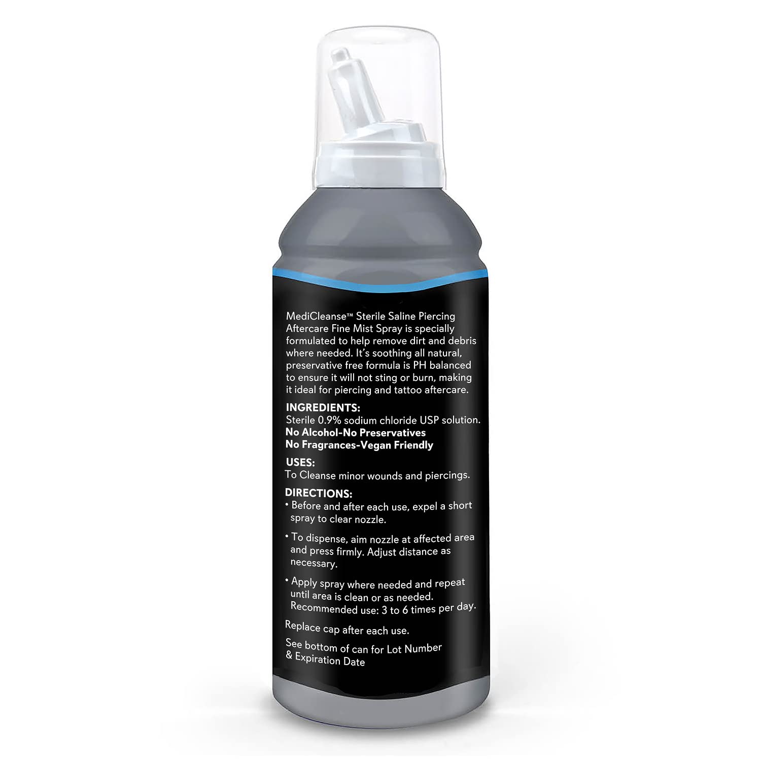MediCleanse Sterile Saline Piercing Aftercare Fine Mist Spray – All Natural, Alcohol-Free, Made in USA