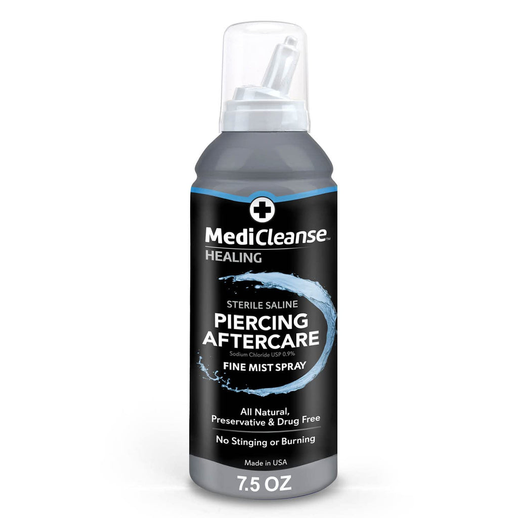MediCleanse Sterile Saline Piercing Aftercare Fine Mist Spray – All Natural, Alcohol-Free, Made in USA