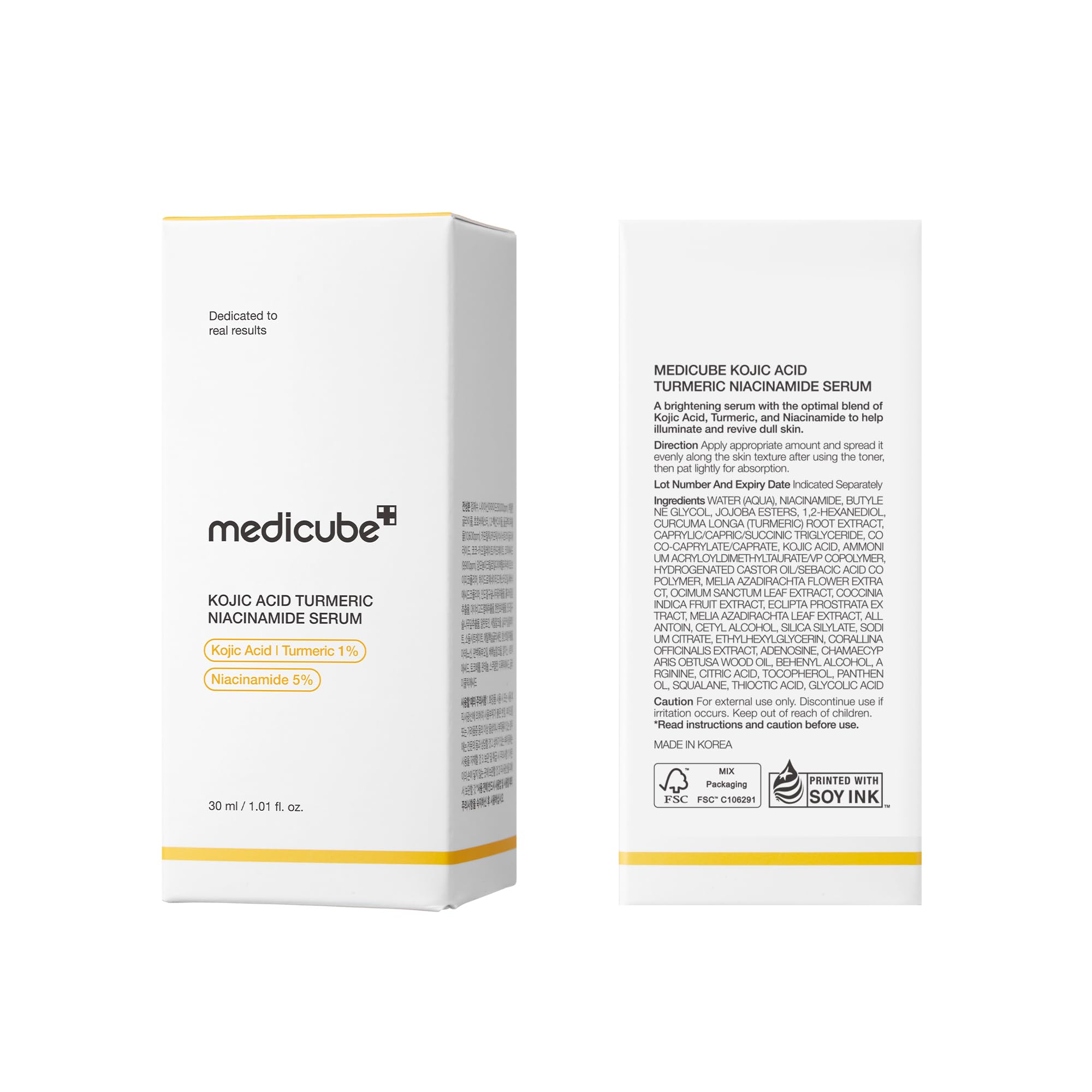 Medicube Kojic Acid Turmeric Capsule Serum for Troubled Skin | Brightening & Hydration | Niacinamide Glow Capsules | 1.01 fl oz