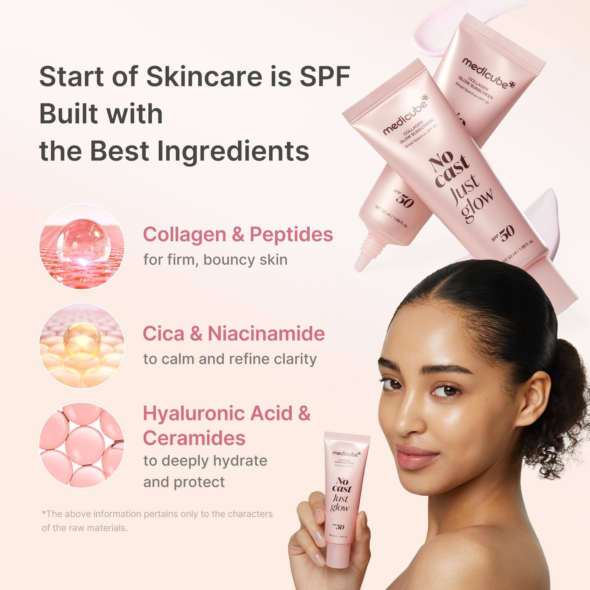 Medicube No Cast Just Glow Collagen Sunscreen SPF 50 | Lightweight, Hydrating, No White Cast