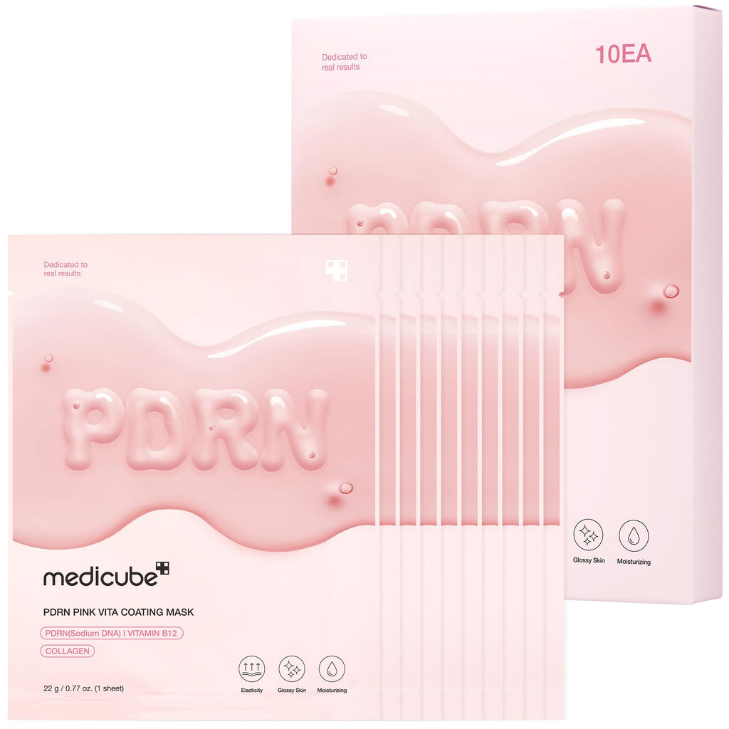 Medicube Salmon DNA PDRN Pink Vita Coating Sheet Mask 10EA – Glass Skin, Hydration & Firming