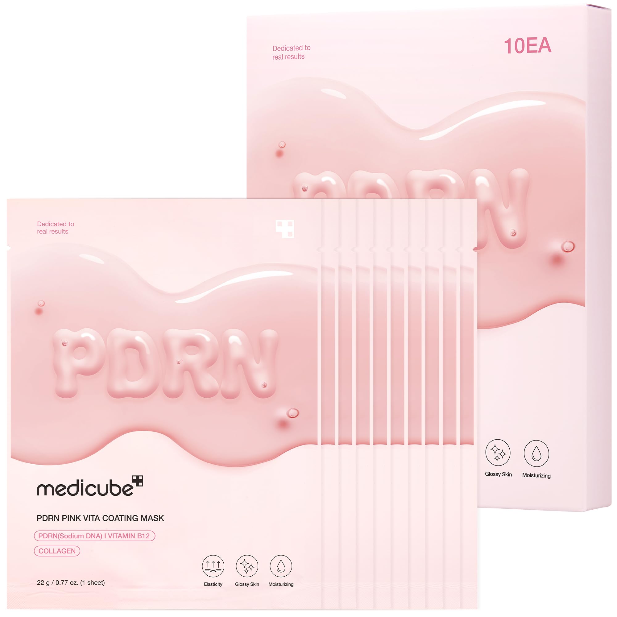Medicube Salmon DNA PDRN Pink Vita Coating Sheet Mask 10EA – Glass Skin, Hydration & Firming