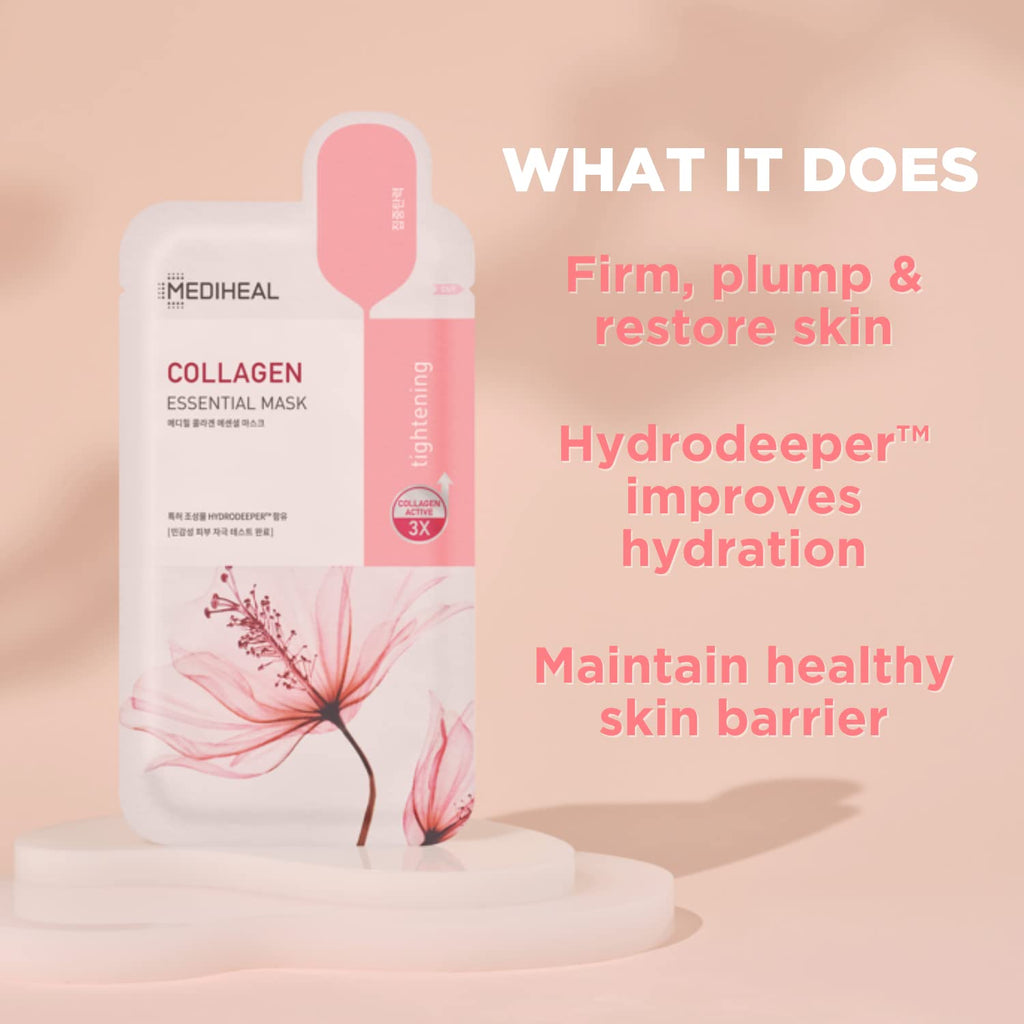 Mediheal Official Collagen Essential Sheet Mask – 20 Count Value Set (Lifting & Firming)