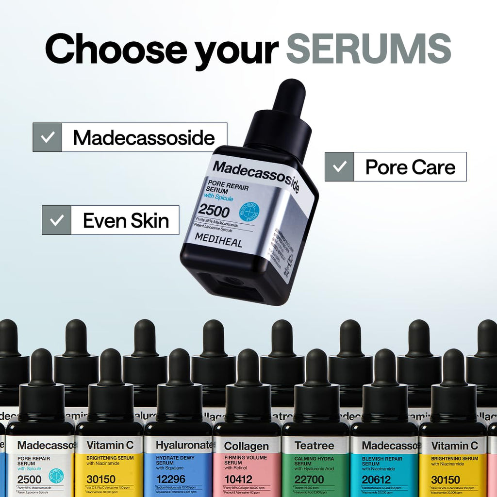 Mediheal Madecassoside Pore Repair Serum 1.35 fl oz | 2500 ppm Liposome Spicule & 98.5% Purity Madecassoside
