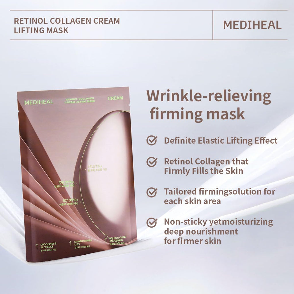 Mediheal Retinol Collagen Cream Lifting Mask – V Line & Anti-Aging (4 Counts)
